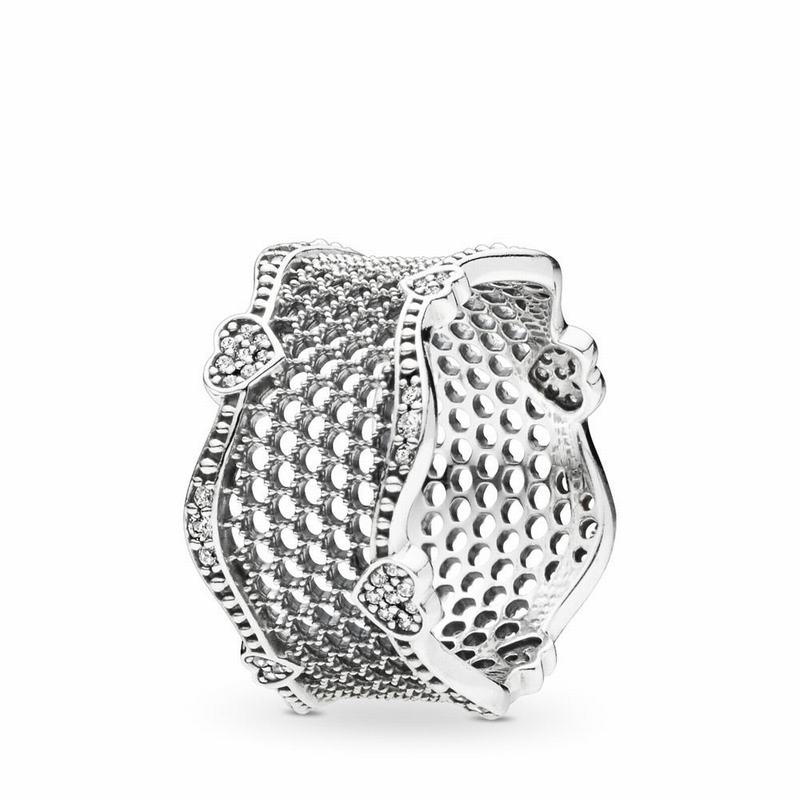 Pandora Lace Of Love Statement Ring Ireland - Sterling Silver/Cubic Zirconia - 914835KBI